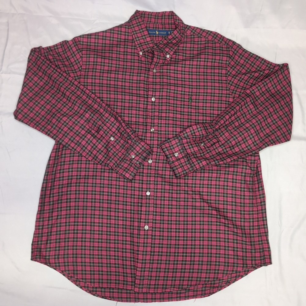 Ralph Lauren Red and Black Plaid Casual Button Down Shirt